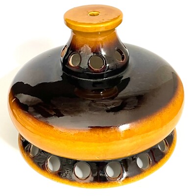 Vintage Light Shade Mid Century Mod Orange & Brown 1970s Flying Saucer Retro-image