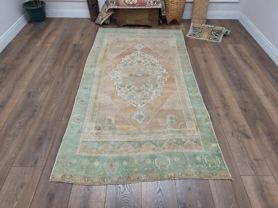 Orange Turkish Rug, Vintage Oushak Rug, Living Room Rug,-image