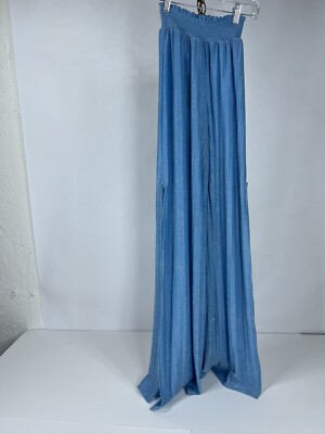 NWT Ramy Brook Pants Silver Blue High Waist Wide Leg Joss Beach Stretch NEW-image
