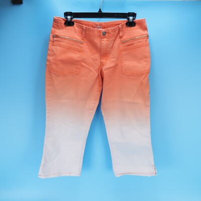Crest Jeans Womens Juniors Orange White Mid Rise Capri Pants Size 15/16-image