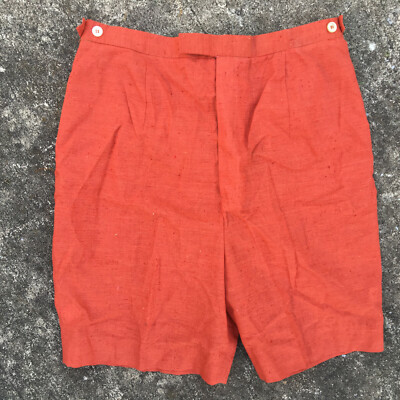 Vintage Fleck Mid Century Womens Atomic Orange Shorts Pants 50s 60s Boho Hippy -image