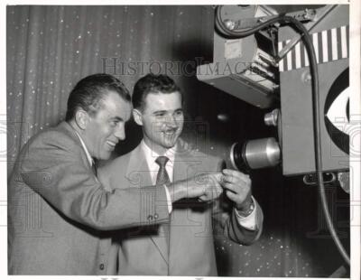 1954 Press Photo Host Ed Sullivan with John Hvasta on 