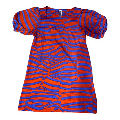 Purple and Orange Striped Spring Summer Dress small-image