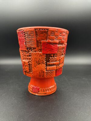 Vintage 1960s Napcoware Mid Century Orange Planter On Pedestal- 6” Tall- Japan-image