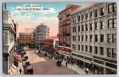 Postcard Mesa Avenue the Heart of El Paso  Texas P/1920       D-5-image