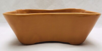 Vintage USA Pottery Planter #J153W Orange Glazed Bow Tie Shape MCM Retro-image