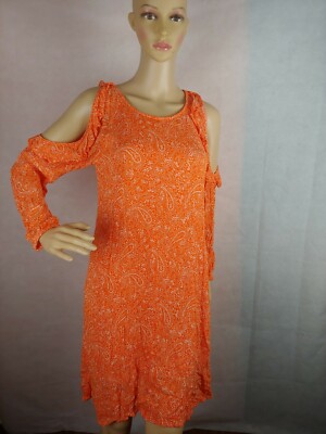 Old Navy Orange Cold Shoulder Women Casual Dress Size XS-image