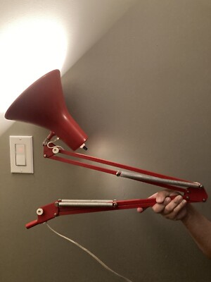 Vintage Mid Century Orange articulating Desk Lamp-image