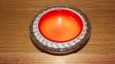 Murano 7 1/4 Ashtray or bowl Orange Liner Controled Gold Bubbles Free S/H-image
