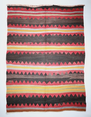 Turkish vintage kilim for floor,Handmade Stripe kilim,Beige tone tribal kilim-image