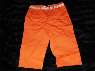 St. John's Bay Stretch Orange Mid Rise Capri Crop Pant Women 16 inseam 6 Petite-image
