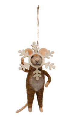 Creative Co-op - Wool Felt Mouse in Snowflake Outfit Ornament - XS4047A-head-image
