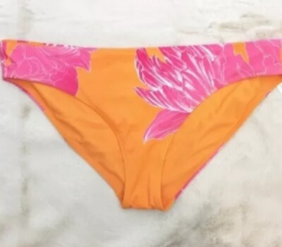 Athleta Kailua Printed Mid Rise Bottom Women's Orange Pink Floral Size Large-image