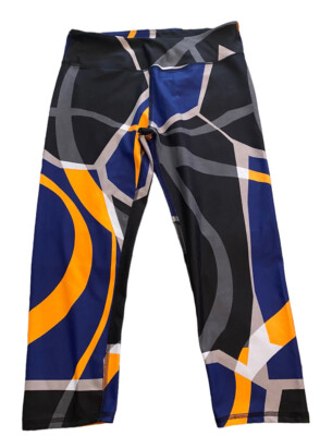 Fabletics Define PowerHold Mid-Rise Capri Retro Print Orange Blue Black Medium-image