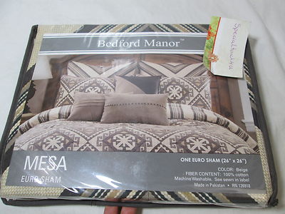 New Bedford Manor MESA Euro European Sham 26x26 ~ Tan, Beige, Chocolate NIP-image