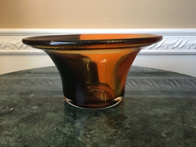 Mid Century Cased Art Glass Orange, Purple and Brown 4