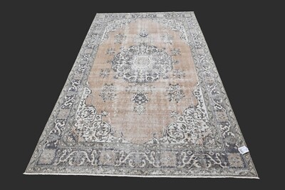 Vintage Turkish Oushak Rug, Orange 6x10 ft, Handmade Wool, Bohemian Anatolian-image