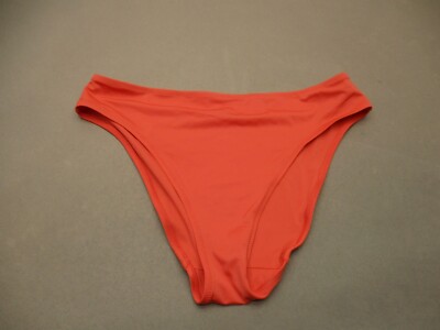 LIVELY Size M Womens Orange Stretch Mid Rise Quick Dry Cheeky Bikini Bottom 2F-image