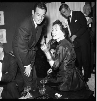Maureen O'Sullivan Guy Madison 1950s Candid Original 2.25 x 2.25 Camera Negative-image
