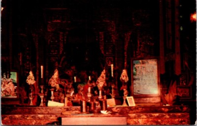 Weaverville CA California Chinese Joss House Interior Vintage Postcard-image