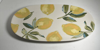 Chad Barrett Creative Co Op Stoneware Lemon Serving Platter 15” By 9.5” -image