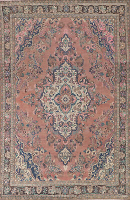 Vintage Living Room Rug 7x10 Traditional Handmade Wool Floral Carpet-image