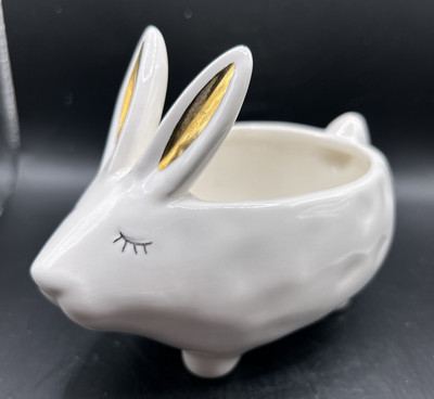 Creative Co-op Easter Bunny Rabbit Succulent Planter Jelly Bean Bowl Spring Pot-image