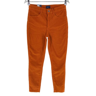 GANT Women Dark Orange FARLA Corduroy Slim Cropped Jeans Size W26-image