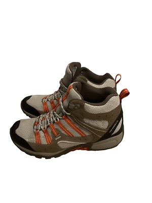 Merrell Tuskora Mid Waterproof Hiking Trail Boots Tan Orange Size 10-image