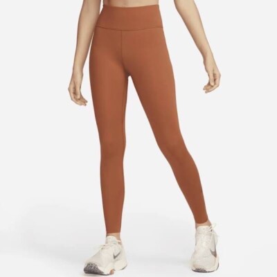 Nike Women's One Luxe Mid-Rise Leggings Small Burnt Orange BQ9994-857-image
