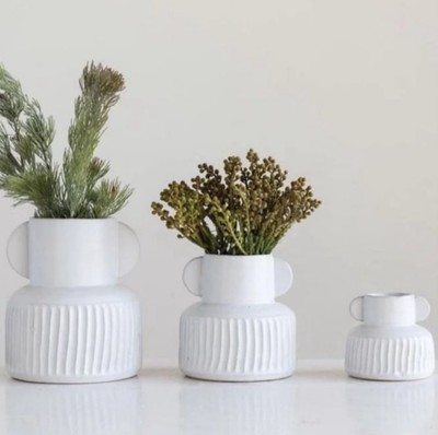 Creative Co-Op Modern Pleated Vases Set Of 2-image