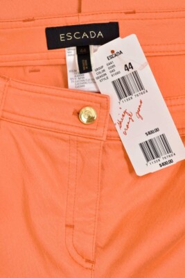 Escada $400 Orange Luster Stretch Fit Mid-Rise Bootcut Pants sz 44 DE / 14 US-image