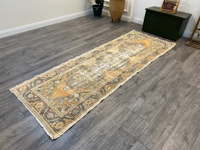 Orange Runner Rug, Handmade Wool Rug, Anatolian Runner Rug, 3.2 x 9.2 ft-image