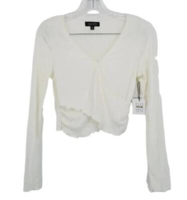 La La Land Creative Co Top V Neck Ruffle Wrap Ivory Womens Sz M NEW NWT N74-image