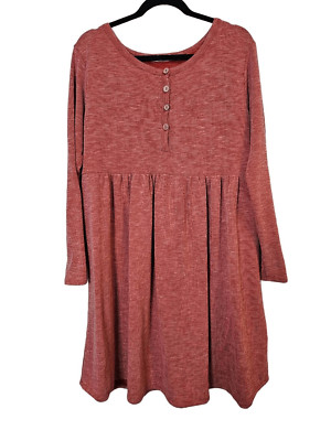 Blakeley burnt orange ribbed casual knee length cozy dress. Size 2XL.-image
