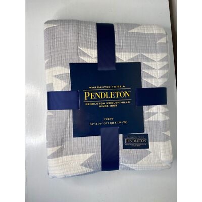 Pendleton Moonlit Mesa Cotton Throw Blanket Gray White (50x70