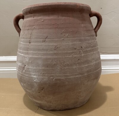 Creative Co-Op Whitewashed Terra-Cotta Urn- READ-image