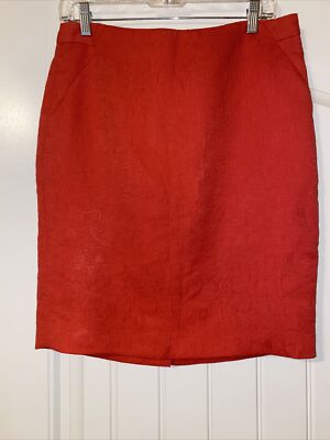 burnt orange skirt size 8 with back zipper length 22  waist 16 beautiful color.-image