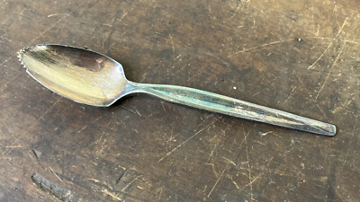 Wm Rogers Grapefruit Orange Fruit Spoon Lines Silverplate Mid Century Modern-image
