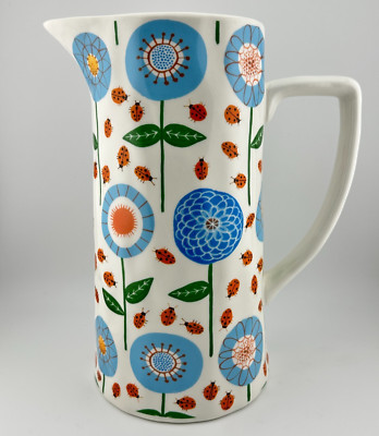 Zoe Ingram Creative Co-Op Stoneware Pitcher with Ladybugs & Flowers Cottagecore-image