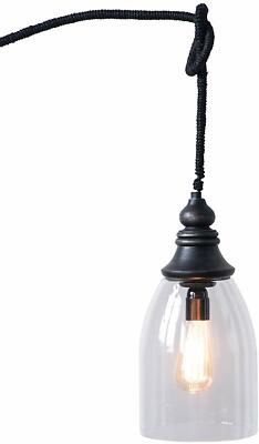 Creative Co-Op DA9986 Wood Pendant Light with Glass Shade & Jute Cord 42 Hanging-image