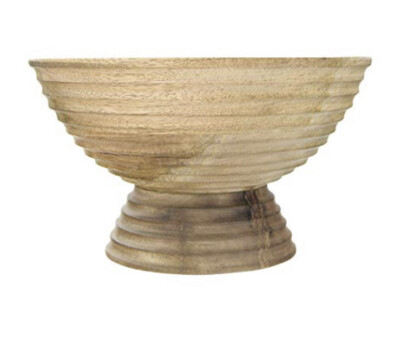 Creative Co-Op DF2440 Mango Wood Footed Bowl, 9-3/4”Rnd x 5-1/2”H, 5 Qt New-image