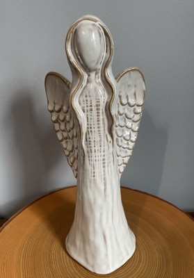 Hand Made Frosted White ceramic Angel 11 in. Tall-image