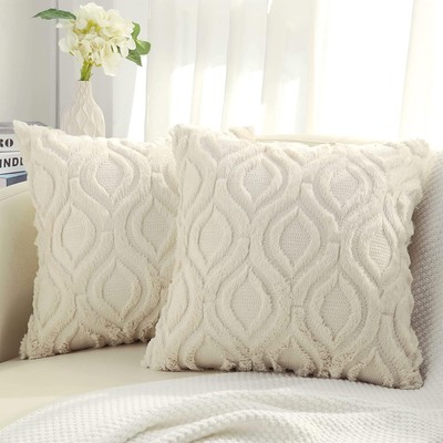 decorUhome Decorative Throw Pillow Covers 18x18, Soft Plush Faux Wool Couch-image