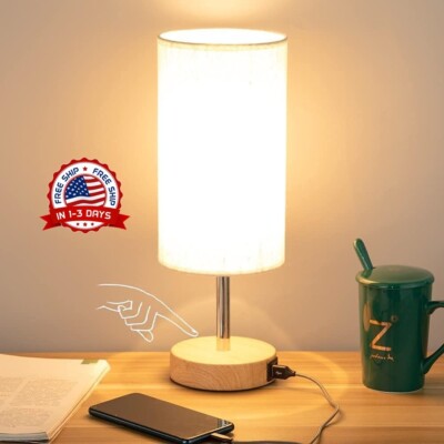 Lamparas De Mesa De Noche Con Puerto USB Lampara Para Escritorio Dormitorio Sala-image