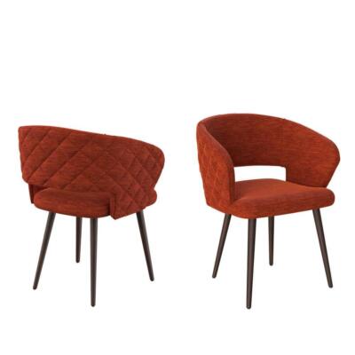 Ottomanson Dining Chair Mid Century Modern Kitchen Vanity Accent Chair Orange-image