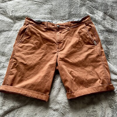 Vans Shorts Mens 32 Pockets Button Lightweight Outdoors Chino Adult Brown Orange-image