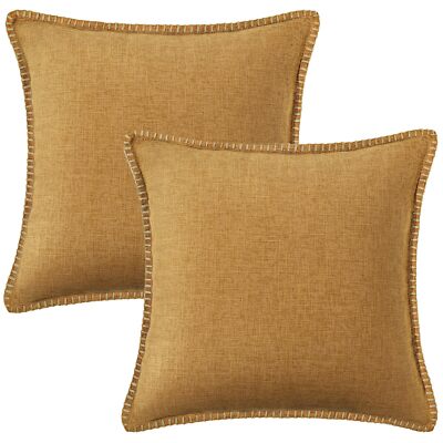 Decoruhome Decorative Outdoor Throw Pillow Covers 18X18 Set of 2, Square Linen R-image
