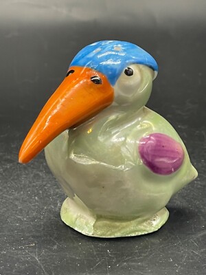 Mid century, ceramic salt shaker bird w/ orange beak, Japan-image