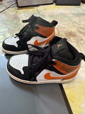 Nike Air Jordan 1 Mid TD Shattered Backboard Size 8C Orange Black 640735 058-image